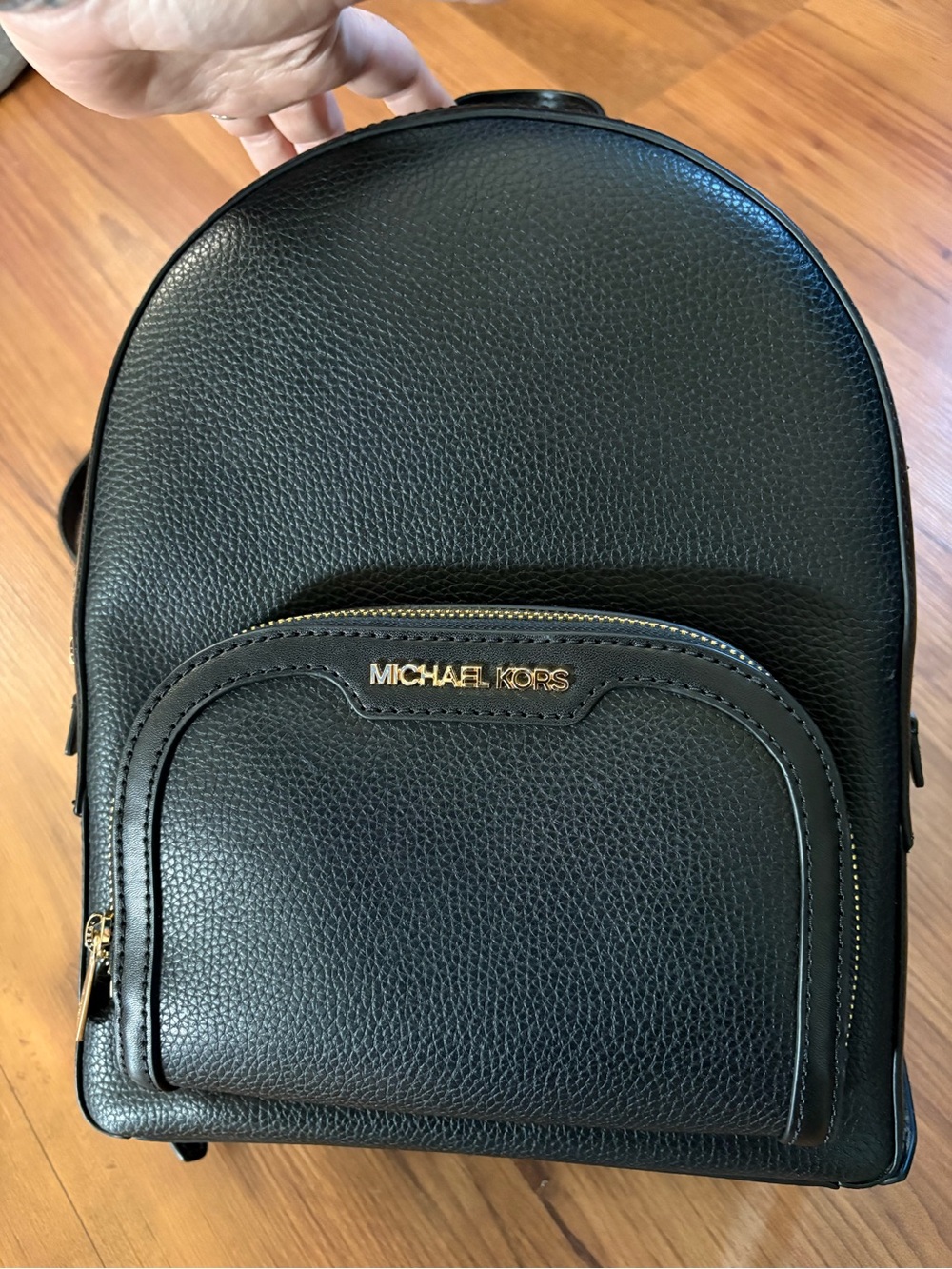 Michael Kors Jaycee Medium Pebbled Leather Backpack - Black/Gold